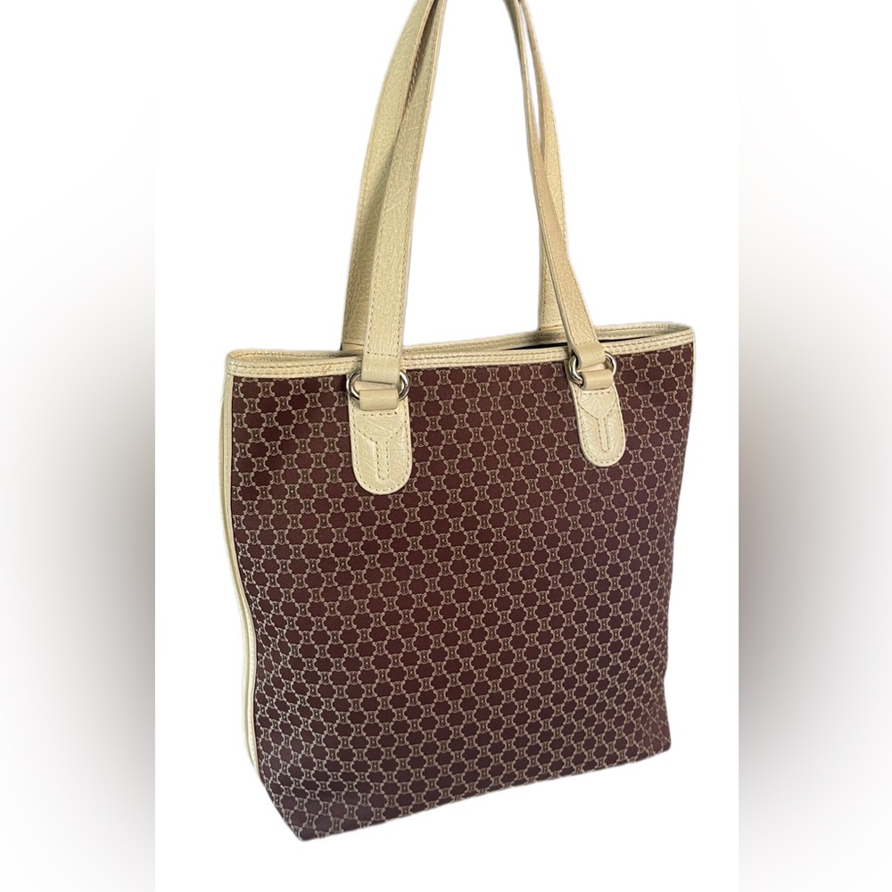 Vintage Rare Celine Macadam Small Brown Canvas Shoulder Bag - Picture 3 of 17